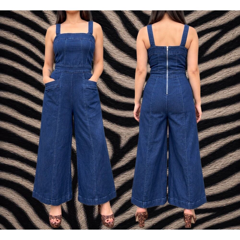 Tulip Creations Denim Wide Leg Jumpsuit Size 10